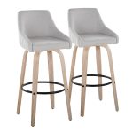 Hannah 30-Inch Transitional Whitewashed Wood and Grey Swivel Barstools (Set of 2)