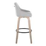 Hannah 30-Inch Transitional Whitewashed Wood and Grey Swivel Barstools (Set of 2)