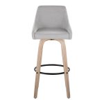Hannah 30-Inch Transitional Whitewashed Wood and Grey Swivel Barstools (Set of 2)