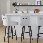 Hannah 30-Inch Walnut Glazed Wood & Grey Fabric Barstools (Set of 2) 12 Hannah 30-Inch Walnut Glazed Wood & Grey Fabric Barstools (Set of 2)