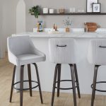 Hannah 30-Inch Walnut Glazed Wood & Grey Fabric Barstools (Set of 2) 11 Hannah 30-Inch Walnut Glazed Wood & Grey Fabric Barstools (Set of 2)