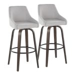 Hannah 30-Inch Walnut Glazed Wood & Grey Fabric Barstools (Set of 2) 13 Hannah 30-Inch Walnut Glazed Wood & Grey Fabric Barstools (Set of 2)