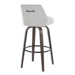 Hannah 30-Inch Walnut Glazed Wood & Grey Fabric Barstools (Set of 2) 16 Hannah 30-Inch Walnut Glazed Wood & Grey Fabric Barstools (Set of 2)