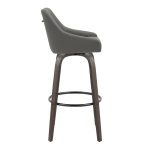 Hannah 30" Swivel Glazed Wood Barstools Grey Leather (Set of 2)