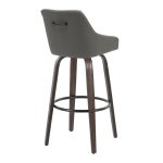 Hannah 30" Swivel Glazed Wood Barstools Grey Leather (Set of 2)