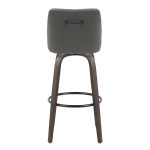 Hannah 30" Swivel Glazed Wood Barstools Grey Leather (Set of 2)