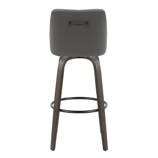 Hannah 30 Swivel Glazed Wood Barstools Grey Leather Set of 2 6
