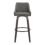 Hannah 30" Swivel Glazed Wood Barstools Grey Leather (Set of 2)