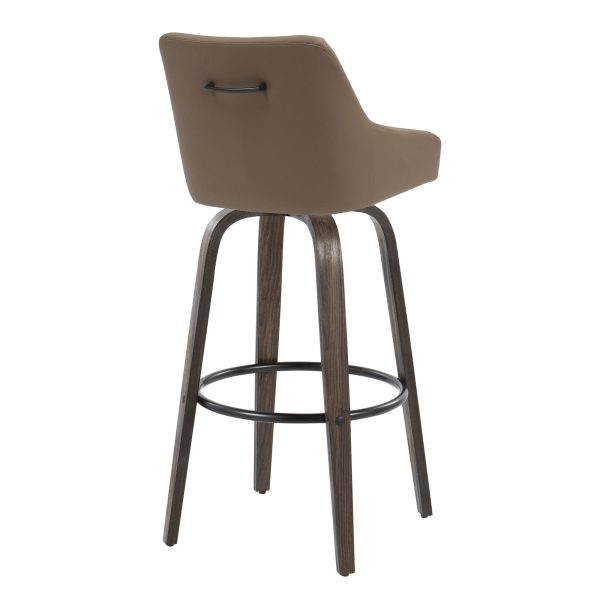 Hannah 30 Transitional Walnut and Brown Swivel Barstools Set of 2 5