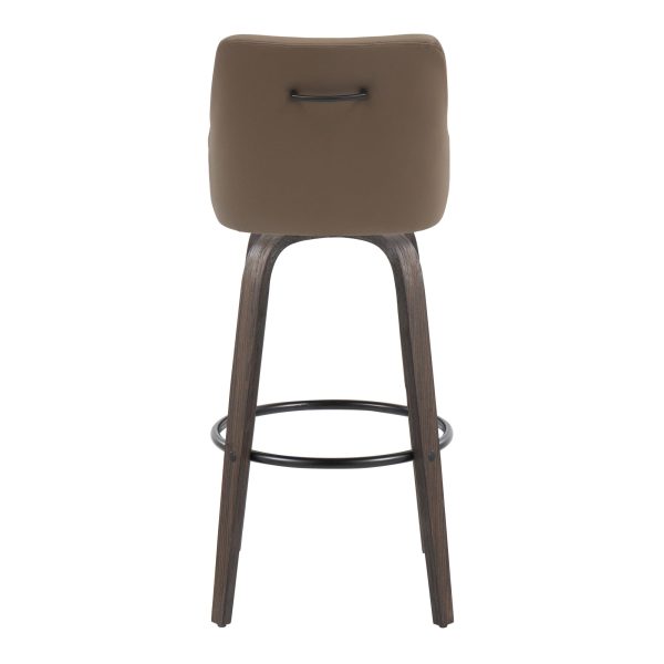 Hannah 30 Transitional Walnut and Brown Swivel Barstools Set of 2 6