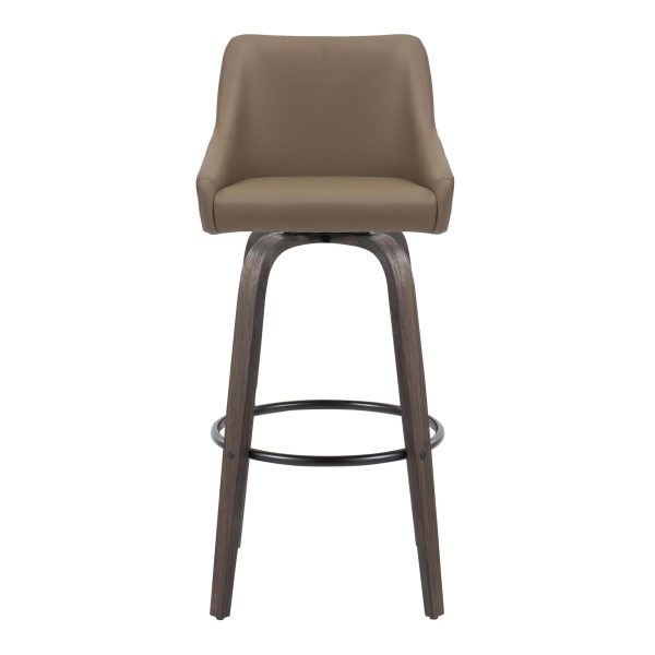 Hannah 30 Transitional Walnut and Brown Swivel Barstools Set of 2 7