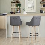 Hannah 30 Whitewashed Wood Grey Faux Leather Swivel Barstool (Set of 2) 12 Hannah 30 Whitewashed Wood Grey Faux Leather Swivel Barstool (Set of 2)