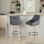 Hannah 30 Whitewashed Wood Grey Faux Leather Swivel Barstool (Set of 2) 11 Hannah 30 Whitewashed Wood Grey Faux Leather Swivel Barstool (Set of 2)