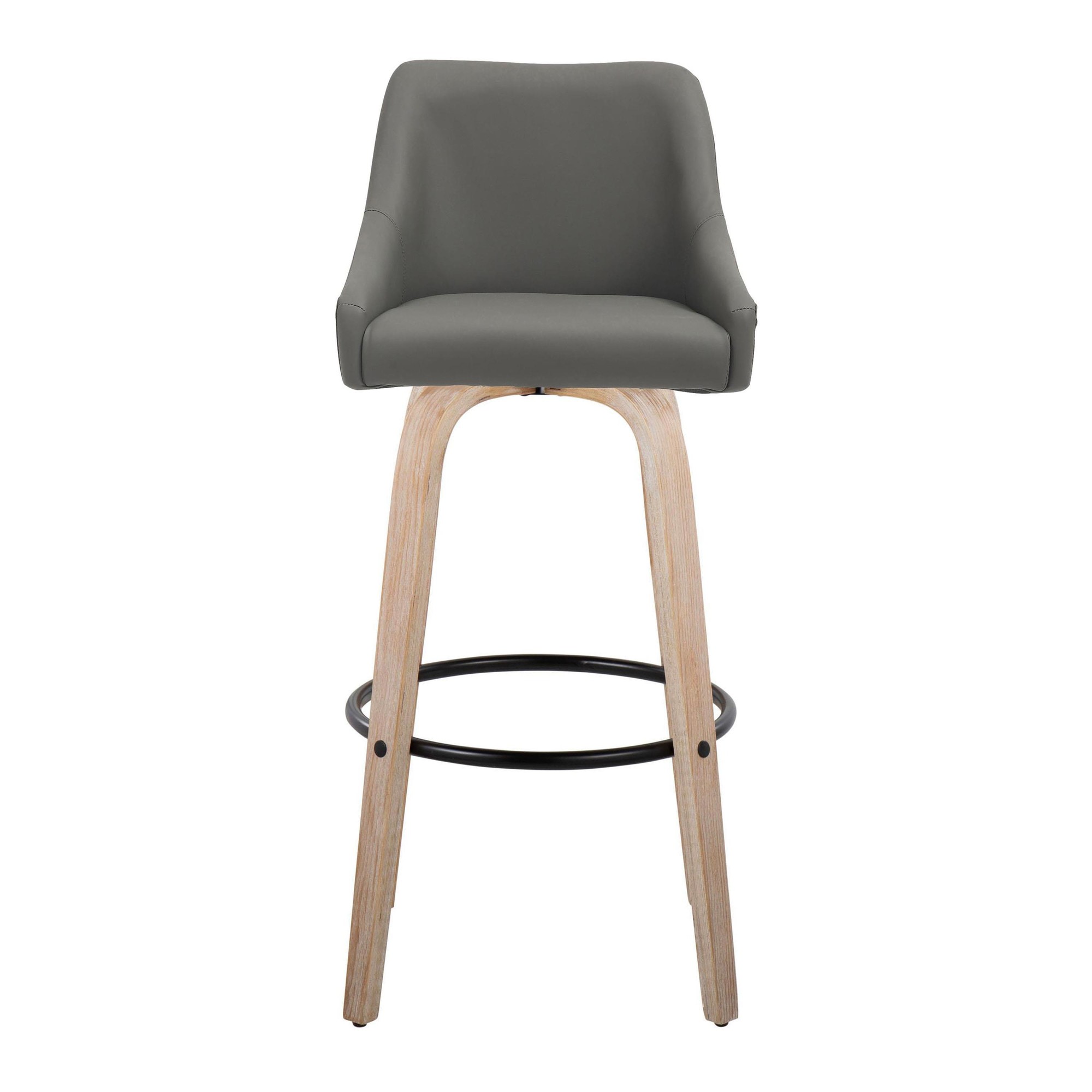 Hannah 30 Whitewashed Wood Grey Faux Leather Swivel Barstool (Set of 2) 8 Hannah 30 Whitewashed Wood Grey Faux Leather Swivel Barstool (Set of 2) - Image 8