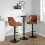 Hannah Black Metal Camel Faux Leather Swivel Barstools (Set of 2) 10 Hannah Black Metal Camel Faux Leather Swivel Barstools (Set of 2)