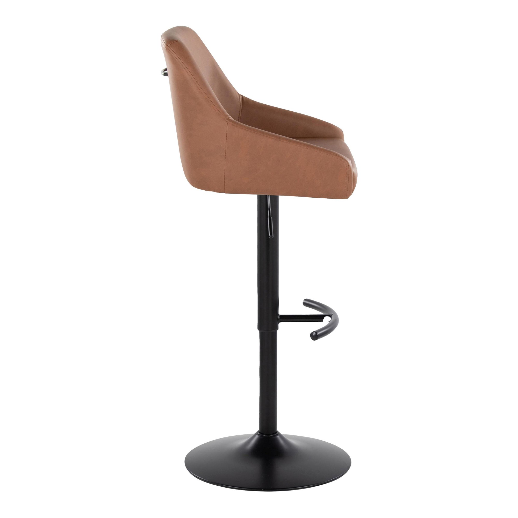 Hannah Black Metal Camel Faux Leather Swivel Barstools (Set of 2) 5 Hannah Black Metal Camel Faux Leather Swivel Barstools (Set of 2) - Image 5