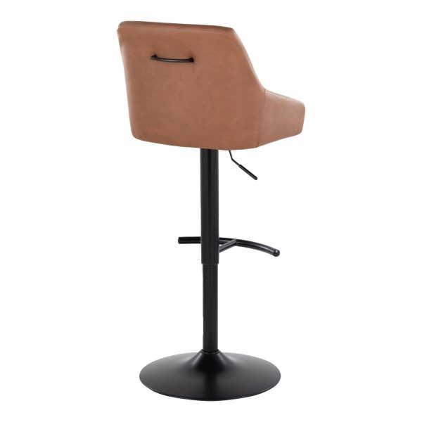 Hannah Black Metal Camel Faux Leather Swivel Barstools Set of 2 5