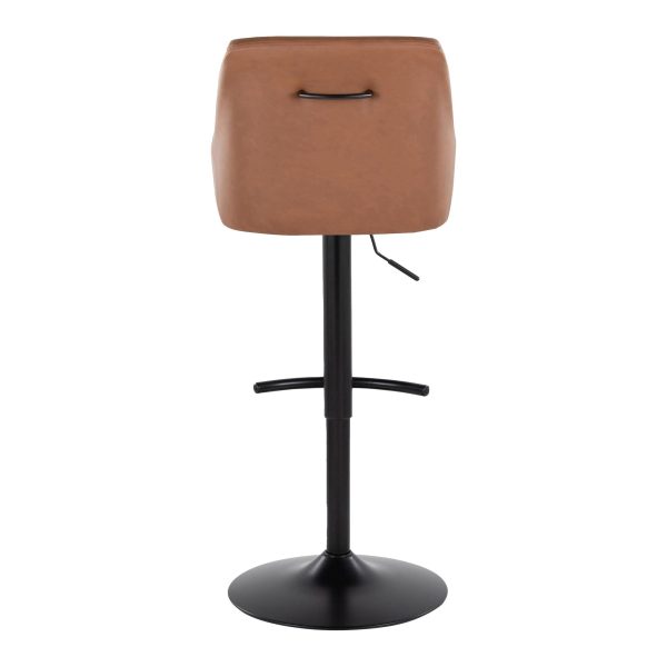 Hannah Black Metal Camel Faux Leather Swivel Barstools Set of 2 6