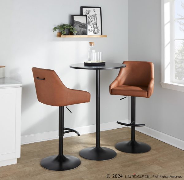 Hannah Black Metal Camel Faux Leather Swivel Barstools Set of 2
