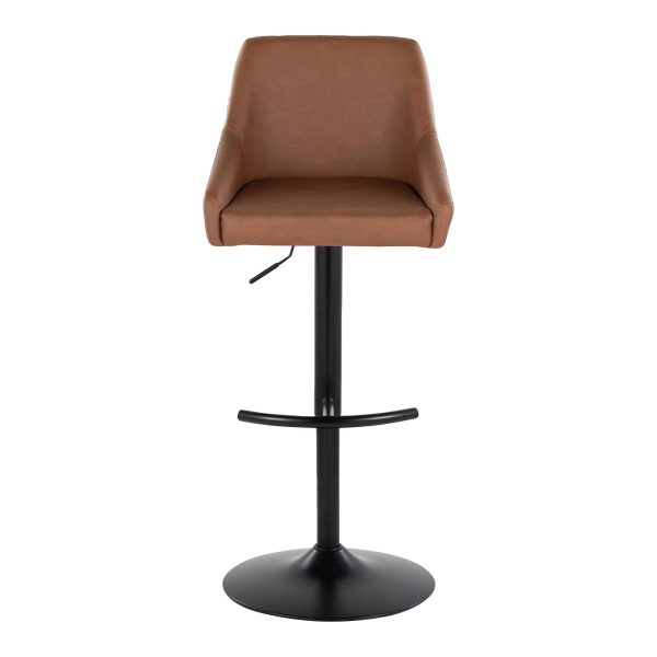 Hannah Black Metal Camel Faux Leather Swivel Barstools Set of 2 7