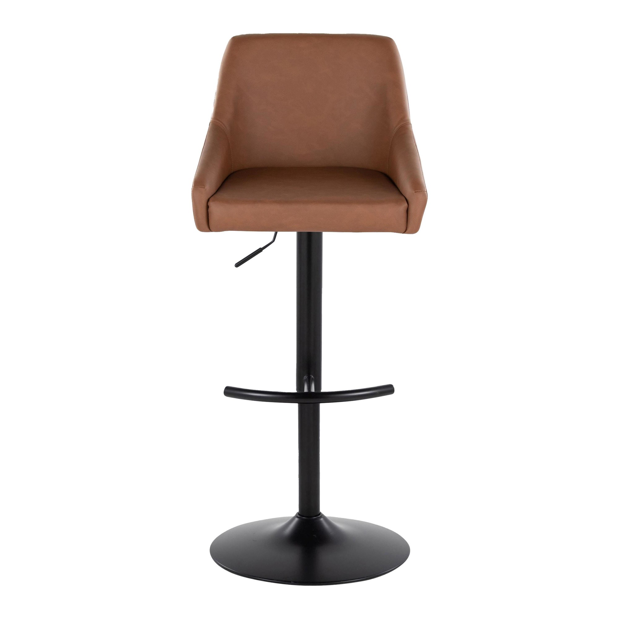 Hannah Black Metal Camel Faux Leather Swivel Barstools (Set of 2) 8 Hannah Black Metal Camel Faux Leather Swivel Barstools (Set of 2) - Image 8