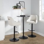 Hannah Cream Transitional Swivel Barstools Black Metal (Set of 2) 11 Hannah Cream Transitional Swivel Barstools Black Metal (Set of 2)