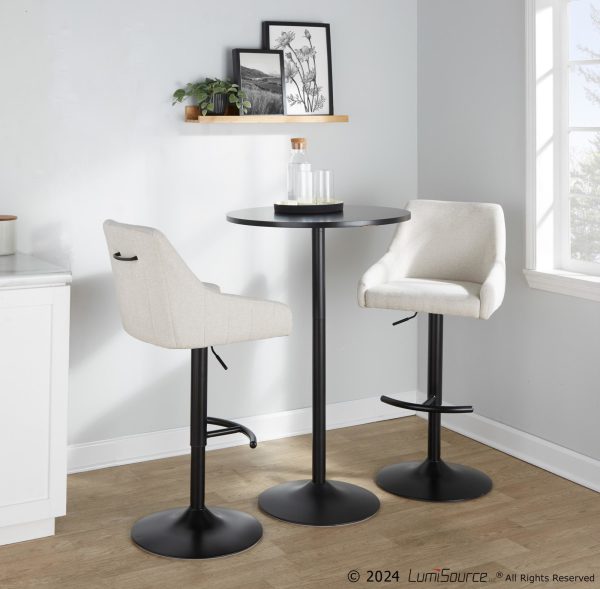 Hannah Cream Transitional Swivel Barstools Black Metal Set of 2 1