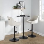 Hannah Cream Transitional Swivel Barstools Black Metal (Set of 2) 10 Hannah Cream Transitional Swivel Barstools Black Metal (Set of 2)