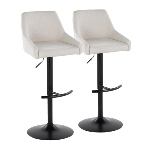 Hannah Cream Transitional Swivel Barstools Black Metal Set of 2 2