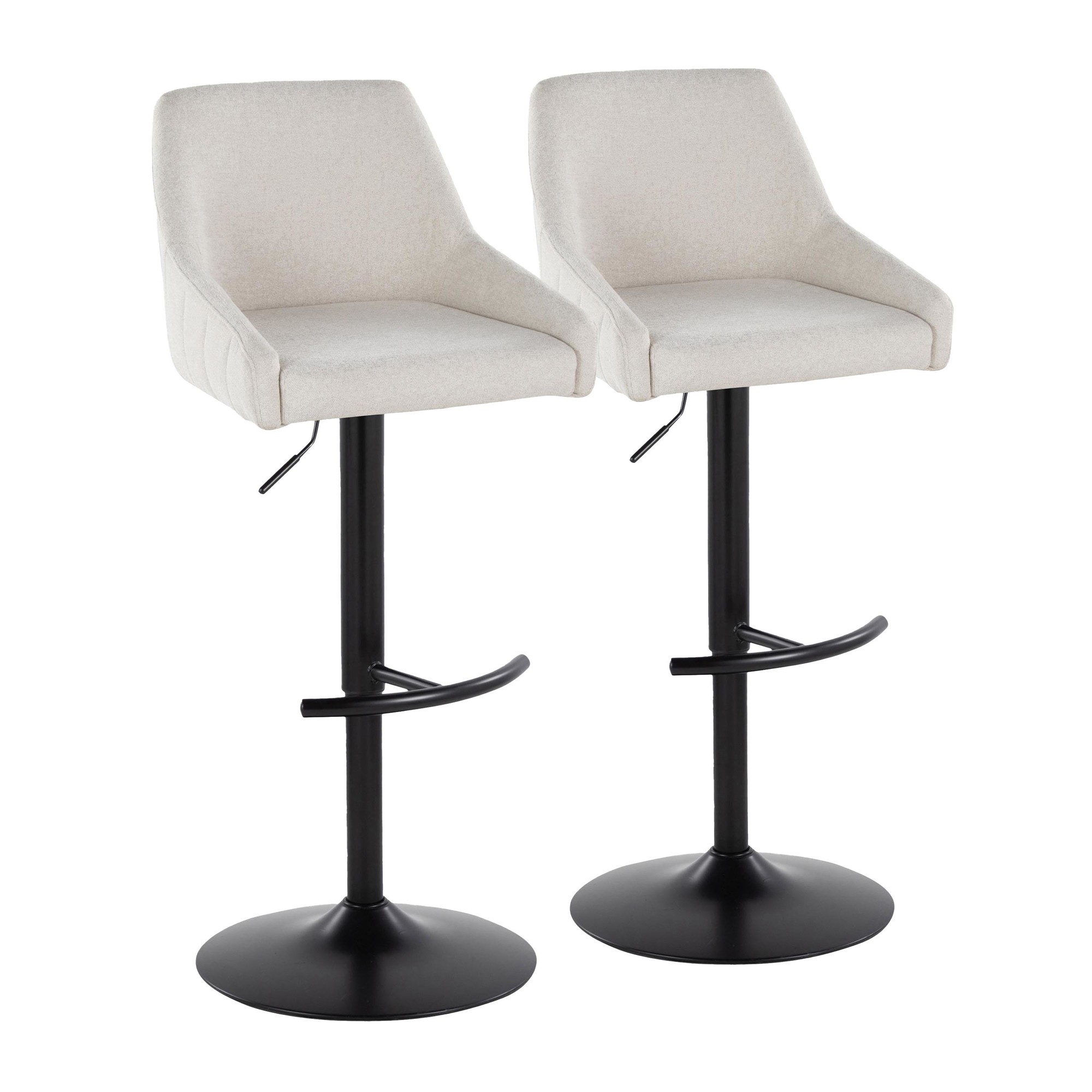 Hannah Cream Transitional Swivel Barstools Black Metal (Set of 2) 3 Hannah Cream Transitional Swivel Barstools Black Metal (Set of 2) - Image 3