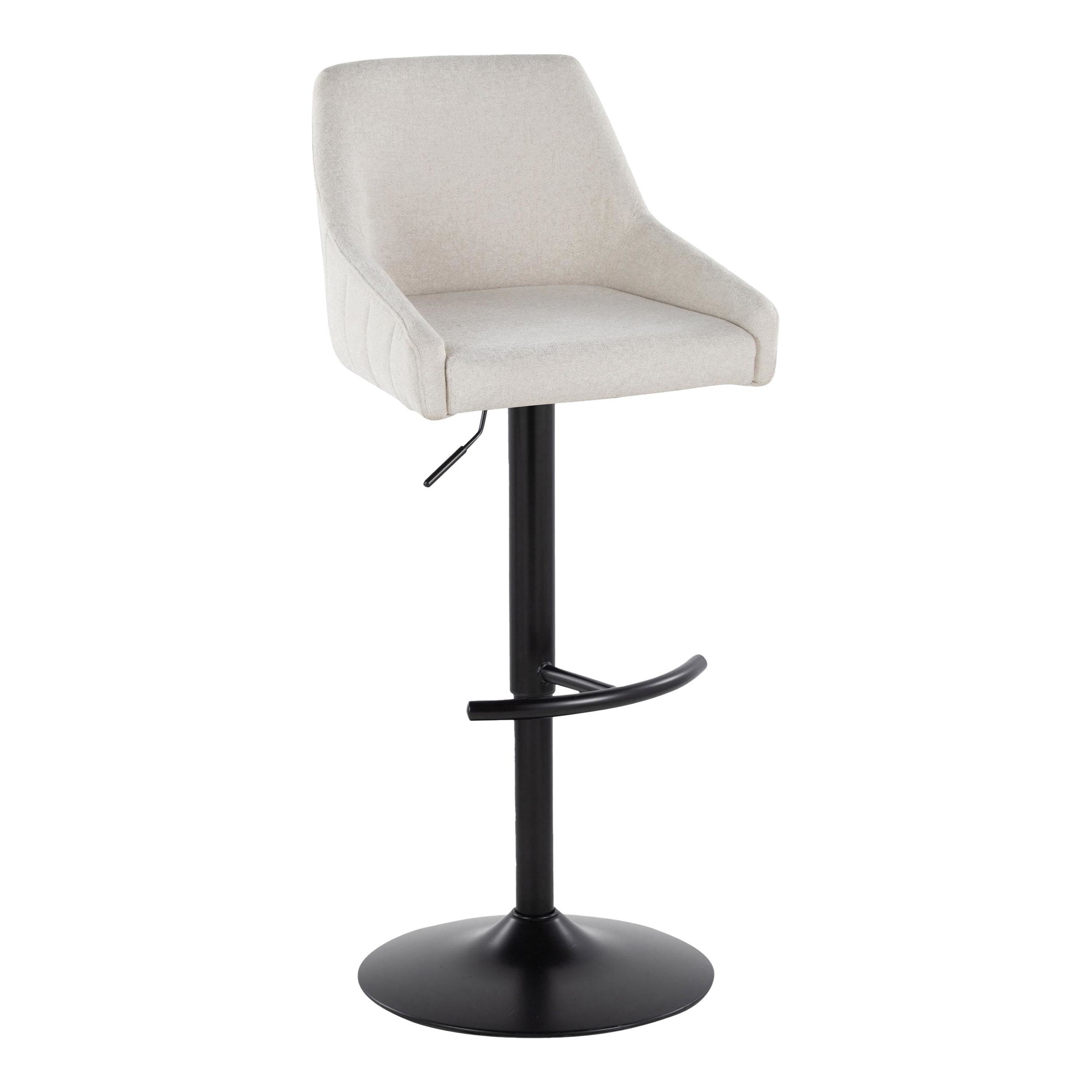 Hannah Cream Transitional Swivel Barstools Black Metal (Set of 2) 4 Hannah Cream Transitional Swivel Barstools Black Metal (Set of 2) - Image 4