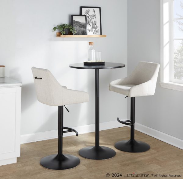 Hannah Cream Transitional Swivel Barstools Black Metal Set of 2