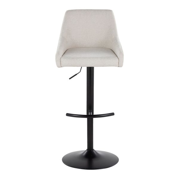 Hannah Cream Transitional Swivel Barstools Black Metal Set of 2 7