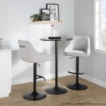 Hannah Grey Fabric Black Metal Swivel Barstools (Set of 2) 11 Hannah Grey Fabric Black Metal Swivel Barstools (Set of 2)