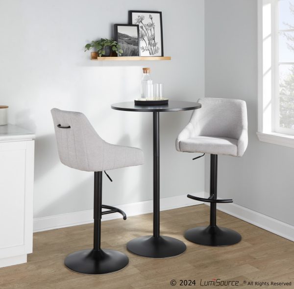 Hannah Grey Fabric Black Metal Swivel Barstools Set of 2 1