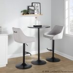 Hannah Grey Fabric Black Metal Swivel Barstools (Set of 2) 10 Hannah Grey Fabric Black Metal Swivel Barstools (Set of 2)