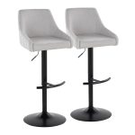 Hannah Grey Fabric Black Metal Swivel Barstools (Set of 2) 12 Hannah Grey Fabric Black Metal Swivel Barstools (Set of 2)