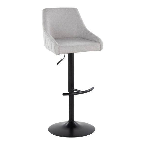 Hannah Grey Fabric Black Metal Swivel Barstools Set of 2 3