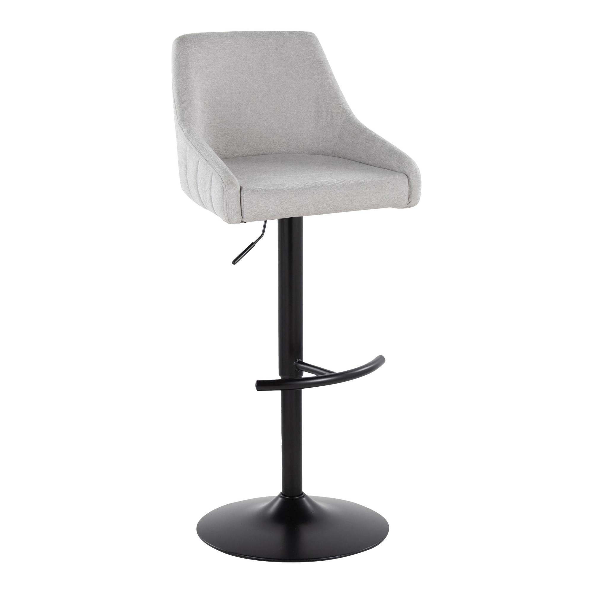 Hannah Grey Fabric Black Metal Swivel Barstools (Set of 2) 4 Hannah Grey Fabric Black Metal Swivel Barstools (Set of 2) - Image 4