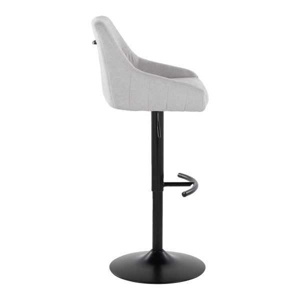Hannah Grey Fabric Black Metal Swivel Barstools Set of 2 4