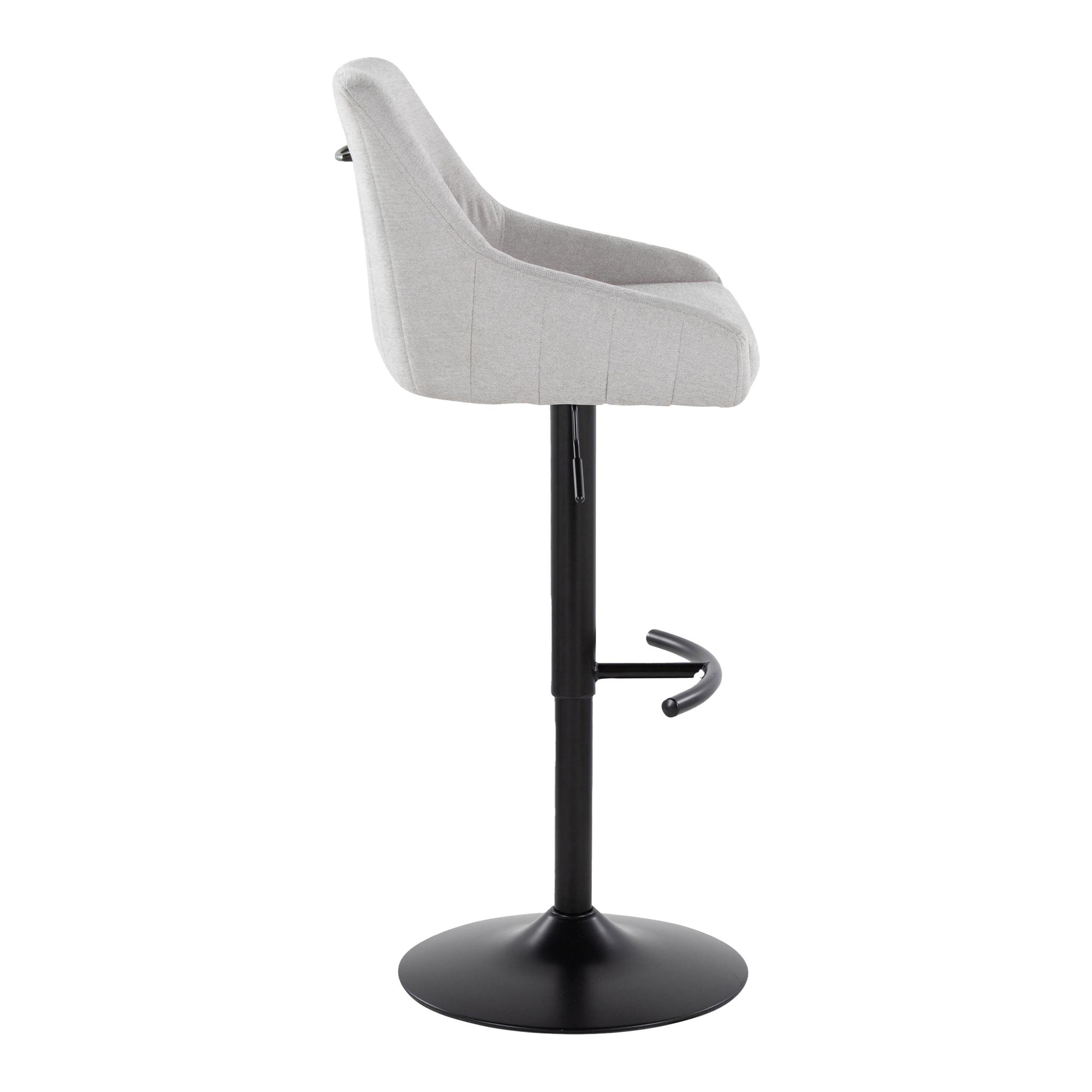 Hannah Grey Fabric Black Metal Swivel Barstools (Set of 2) 5 Hannah Grey Fabric Black Metal Swivel Barstools (Set of 2) - Image 5