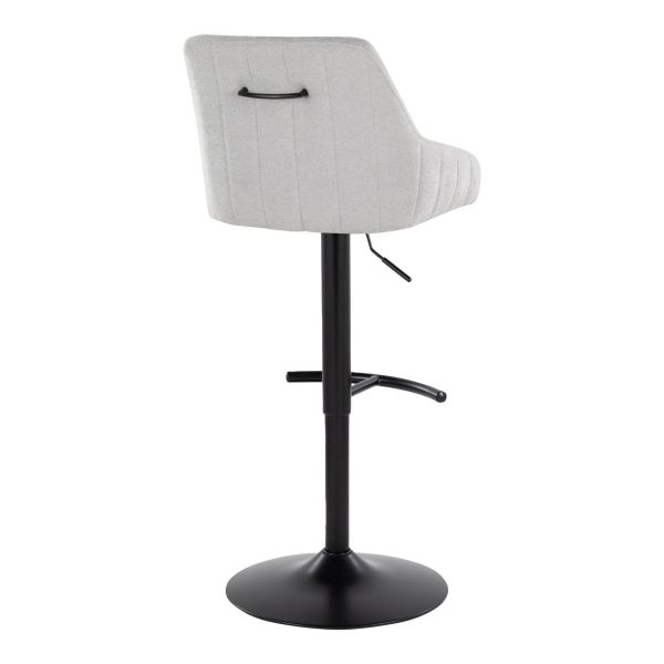 Hannah Grey Fabric Black Metal Swivel Barstools Set of 2 5