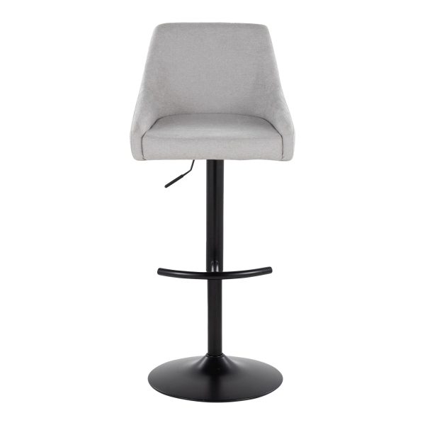 Hannah Grey Fabric Black Metal Swivel Barstools Set of 2 7