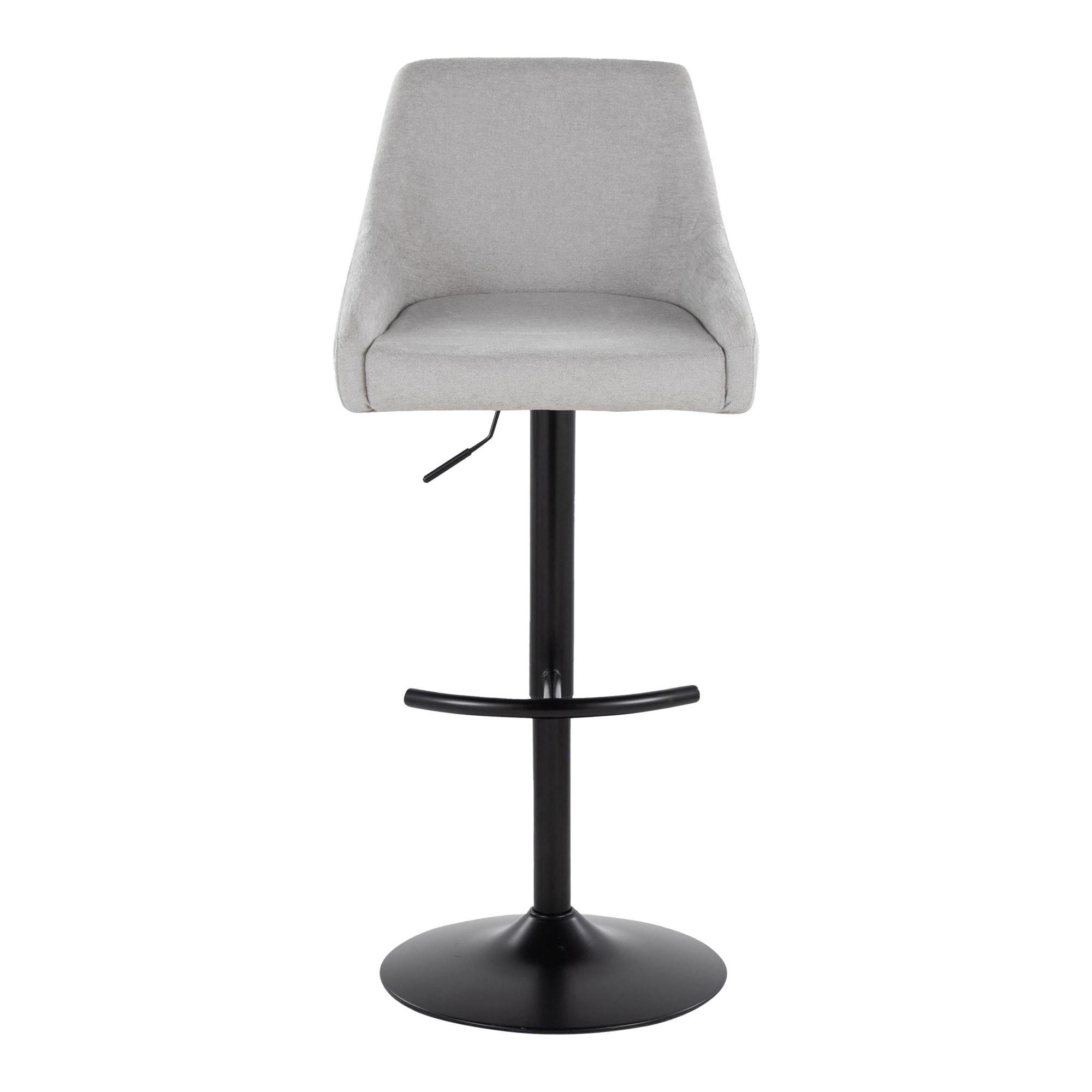 Hannah Grey Fabric Black Metal Swivel Barstools (Set of 2) 8 Hannah Grey Fabric Black Metal Swivel Barstools (Set of 2) - Image 8