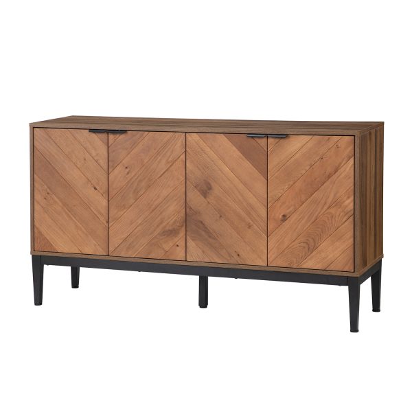 Hargapas Black Herringbone 4 Door Modern Sideboard Storage Cabinet 1
