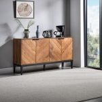 Hargapas Black Herringbone 4 Door Modern Sideboard Storage Cabinet 6 Hargapas Black Herringbone 4 Door Modern Sideboard Storage Cabinet