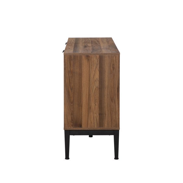 Hargapas Black Herringbone 4 Door Modern Sideboard Storage Cabinet 2