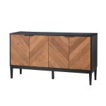Hargapas Black Herringbone 4-Door Modern Sideboard with Metal Legs 7 Hargapas Black Herringbone 4-Door Modern Sideboard with Metal Legs
