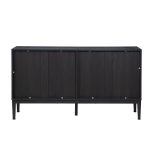 Hargapas Black Herringbone 4-Door Modern Sideboard with Metal Legs 8 Hargapas Black Herringbone 4-Door Modern Sideboard with Metal Legs