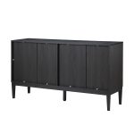 Hargapas Black Herringbone 4-Door Modern Sideboard with Metal Legs 9 Hargapas Black Herringbone 4-Door Modern Sideboard with Metal Legs